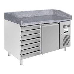 Bergman Basic-Line 800 Pizzakühltisch 1-türig & 7 ungekühlte Schubladen - 132 l