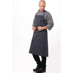 Chef Works Premium Latzschürze marineblau-weiß gestreift