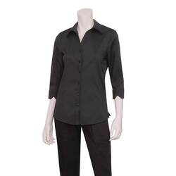 Uniform Works Damen Stretch Hemdbluse dreiviertelarm schwarz S, Kleidergröße: S, Farbe: Schwarz