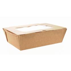 Huhtamaki Takeaway-Boxen aus recycelbarem Karton mit Fenster, groß, 1500 ml (180 Stück)
