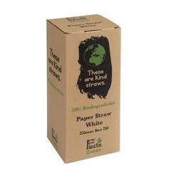 Fiesta Compostable Kompostierbare Papiertrinkhalme weiß