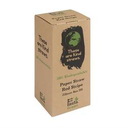 Fiesta Compostable Kompostierbare Papiertrinkhalme rot geringelt