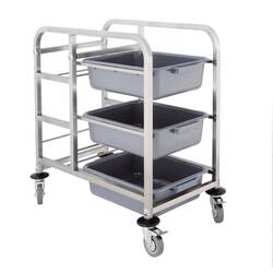 Vogue Abräumwagen aus Edelstahl 90x82x44cm