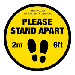 Bitte stehen Sie auseinander Social Distancing Floor Graphic 20cm