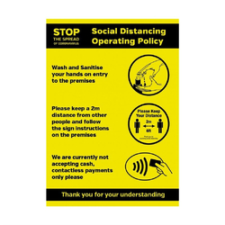 Social Distancing Operating Sanitiser Policy Selbstklebendes Poster A4