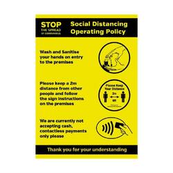 Social Distancing Operating Sanitiser Policy Selbstklebendes Poster A3