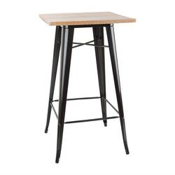 Bolero Bistro Bartisch mit Holzplatte schwarz