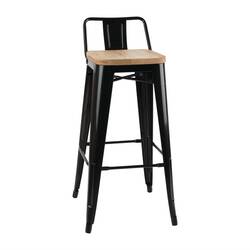 Bolero Bistro Hochbarstuhl mit Holzsitz schwarz (4 Stück)