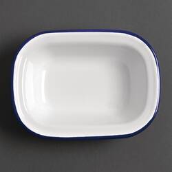 Olympia rechteckige Speiseschale weiß-blau 13,5 x 18cm