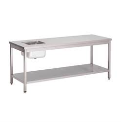 Gastro M Arbeitstisch mit Spülbecken rechts und Regalboden 85(h)x120(b)x70(d)cm