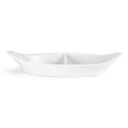 Olympia Whiteware ovale geteilte Gratinschalen weiß 29,5 x 15,5cm