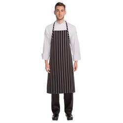 Chef Works Premium Latzschürze schwarz-weiß gestreift
