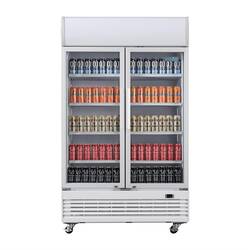 Polar G-Serie Zweitürige Displaykühlung mit Leuchtkasten 950L Schwingtüren