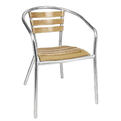 Bolero Aluminium Bistrostühle mit Rückenlehne aus Eschenholz