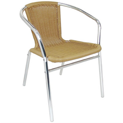 Bolero Rattanstühle mit Armlehne in Aluminiumdesign naturell