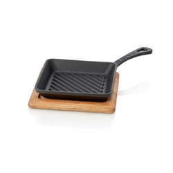 WAS Germany Mini Grill-/Servierpfanne Holz/Gusseisen 