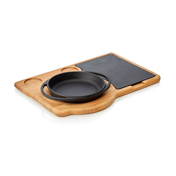 WAS Germany Servierplatte Holz/Gusseisen 