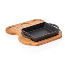 WAS Germany Servierplatte Holz/Gusseisen 