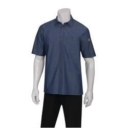 Chef Works Unisex Denim Hemd Detroit kurzarm blau XL