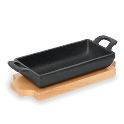 WAS Germany Mini Servierpfanne Bambus / Holz / Kork / Vollweide, Gusseisen 