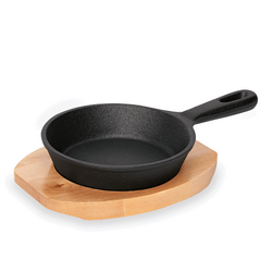 WAS Germany Mini Servierpfanne Bambus / Holz / Kork / Vollweide, Gusseisen 
