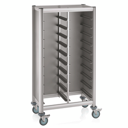 WAS Germany Tablettwagen Aluminium, MDF Holzoptik silber