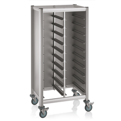 WAS Germany GN Tablettwagen Aluminium, MDF Holzoptik 1/1 silber