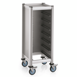 WAS Germany Tablettwagen Aluminium, MDF Holzoptik silber