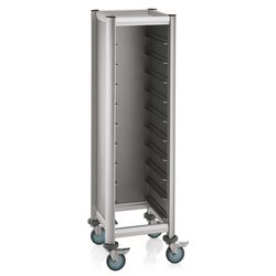 WAS Germany Tablettwagen Aluminium, MDF Holzoptik silber