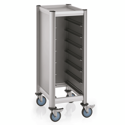 WAS Germany GN Tablettwagen Aluminium, MDF Holzoptik 1/1 silber