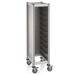WAS Germany GN Tablettwagen Aluminium, MDF Holzoptik 1/1 silber