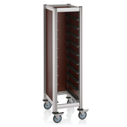 WAS Germany GN Tablettwagen Aluminium, MDF Holzoptik 1/1 holzoptik