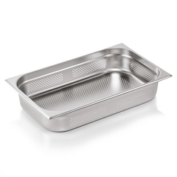 Essentials GN Behälter Set GN 1/1-100 mm, Seiten- & Bodenlochung, Set á 6 Stück, Chromnickelstahl