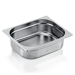 Essentials GN Behälter Set GN 1/2-100 mm, Seiten- & Bodenlochung, Set á 6 Stück, Chromnickelstahl