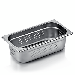 Essentials GN Behälter Set GN 1/3-100 mm, Seiten- & Bodenlochung, Set á 6 Stück, Chromnickelstahl