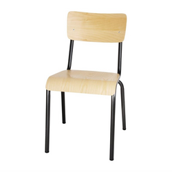 Bolero Cantina Stühle mit Sitz und Rückenlehne aus Holz in Metallic-Grau (4 Stück)