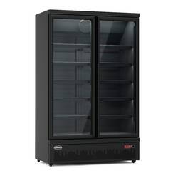 CombiSteel Kühlschrank 2 Glastüren Schwarz Jde-1000r Bl