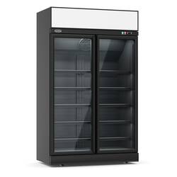 CombiSteel Kühlschrank 2 Glastüren Schwarz Ins-1000r Bl