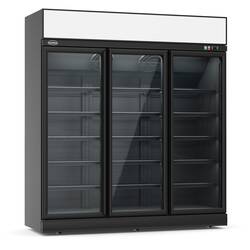 CombiSteel Kühlschrank 3 Glastüren Schwarz Ins-1530r Bl