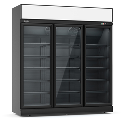 CombiSteel Tiefkühlschrank 3 Glastüren Schwarz Ins-1530f Bl