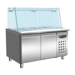 CombiSteel Bäckerei Kühltisch Mit Glas 2 Türen  4x 1/1 Gn Behälter