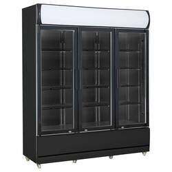 CombiSteel Kühlschrank 3 Glastüren Schwarz Fcu-1200 Bl