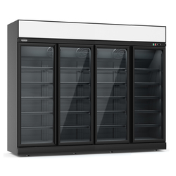 CombiSteel Tiefkühlschrank 4 Glastüren Schwarz Ins-2060f Bl
