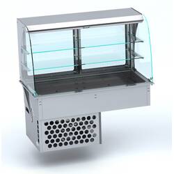 CombiSteel Einbaukühlvitrine Rund - Mit Rollvorhang 3/1 Gn