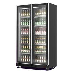 CombiSteel Kühlschrank 2 Glastüren Schwarz