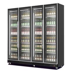 CombiSteel Kühlschrank 4 Glastüren Schwarz  