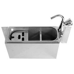 CombiSteel Spülbecke für Eislöffel Mit Wasserhahn 380x120x150  Mit Wasserablaufloch, Wasseranschluss Und Überlaufrohr