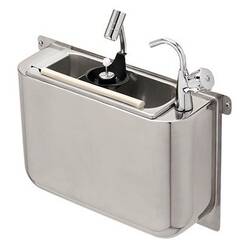 CombiSteel Spülbecke für Eislöffel Mit Wasserhahn Und Eislöffeldusche 410x120x270  Mit Wasserablaufloch, Wasseranschluss Und Überlaufrohr