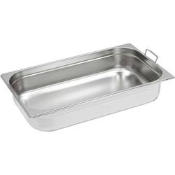 Stalgast Edelstahl Gastronormbehälter Serie STANDARD, GN 1/1 (100mm), mit Fallgriffen