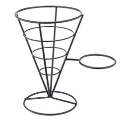 Pommestütenständer schwarz mit Halterung für Dip-Schale, 220 x 145 x 215 mm (BxTxH)